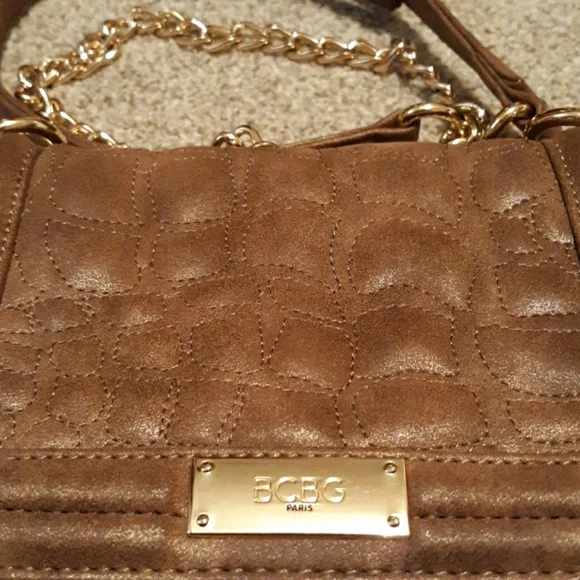 BCBG Crossbody Purse Brown with Gold Hardware - Picture 4 of 5
